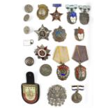 RUSSIAN BADGES & BUTTONS, including Soviet 'Order of Maternal Glory', classes 1, 2 and 3,