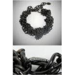 BURBERRY TANGLED CHAIN NECKLACE, black with iridescent hues, signed Burberry L. 79.