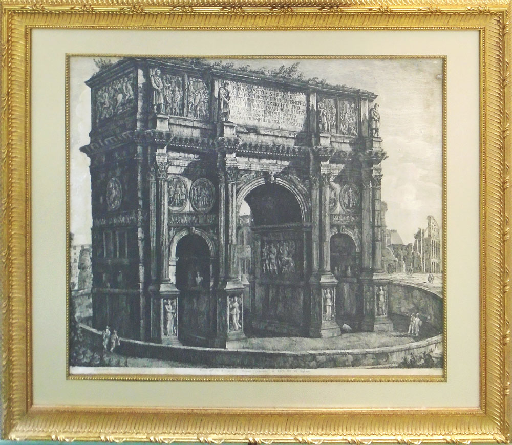 AFTER LUIGI ROSSINI, 'Views of Rome' lithographs, set of five, 49cm x 60cm, framed.