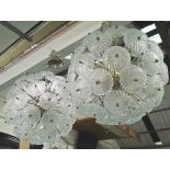 MURANO CHANDELIERS, a pair, dandelion flower Sputnik design, 45cm H and chain.