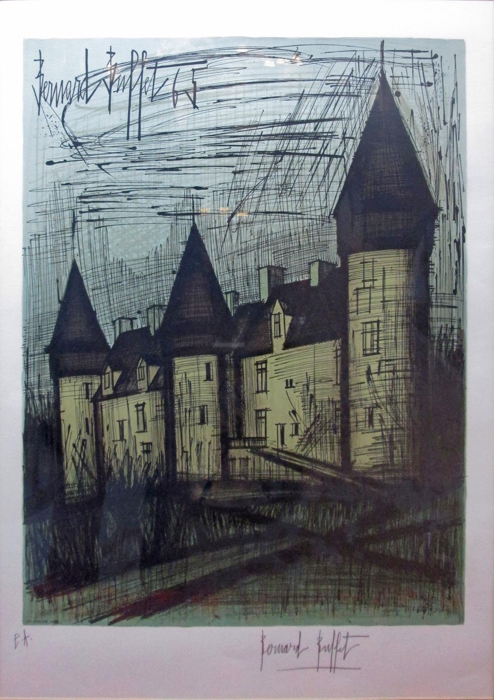 BERNARD BUFFET (French, 1925-1999), 'La chateau de Culan' sorlier grav, 77.5cm x 55.