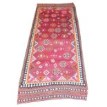 VINTAGE QASHQAI KILIM KELLEH, 327cm x 137cm, in a fusion of contemporary colours.