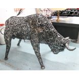 BULL, in filigree metal sectional, 186cm L.