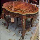 CENTRE TABLE, 19th century French kingwood, thuya, satinwood,
