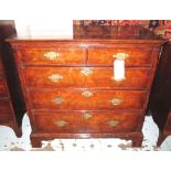 CHEST, early 18th century English Queen Anne walnut with two short above three long drawers,