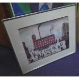 L S LOWRY (British, b.1887), 'Red factory', lithograph 45cm x 54.5cm, signed lower right and framed.