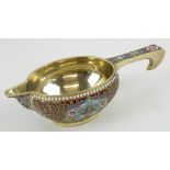 RUSSIAN KVOSCH, silver gilt and enamel, stamped 88 standard, 14.5cm.