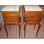 TABLES DE NUITS, a pair, early 20th century French rosewood parquetry,