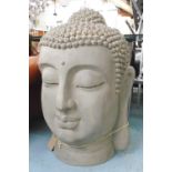 BUDDHA'S HEAD, of large proportions in beige resin finish, 103cm H.