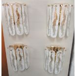 MURANO WALL LIGHTS, a set of four, 1970's, ice white glass, 25cm H.