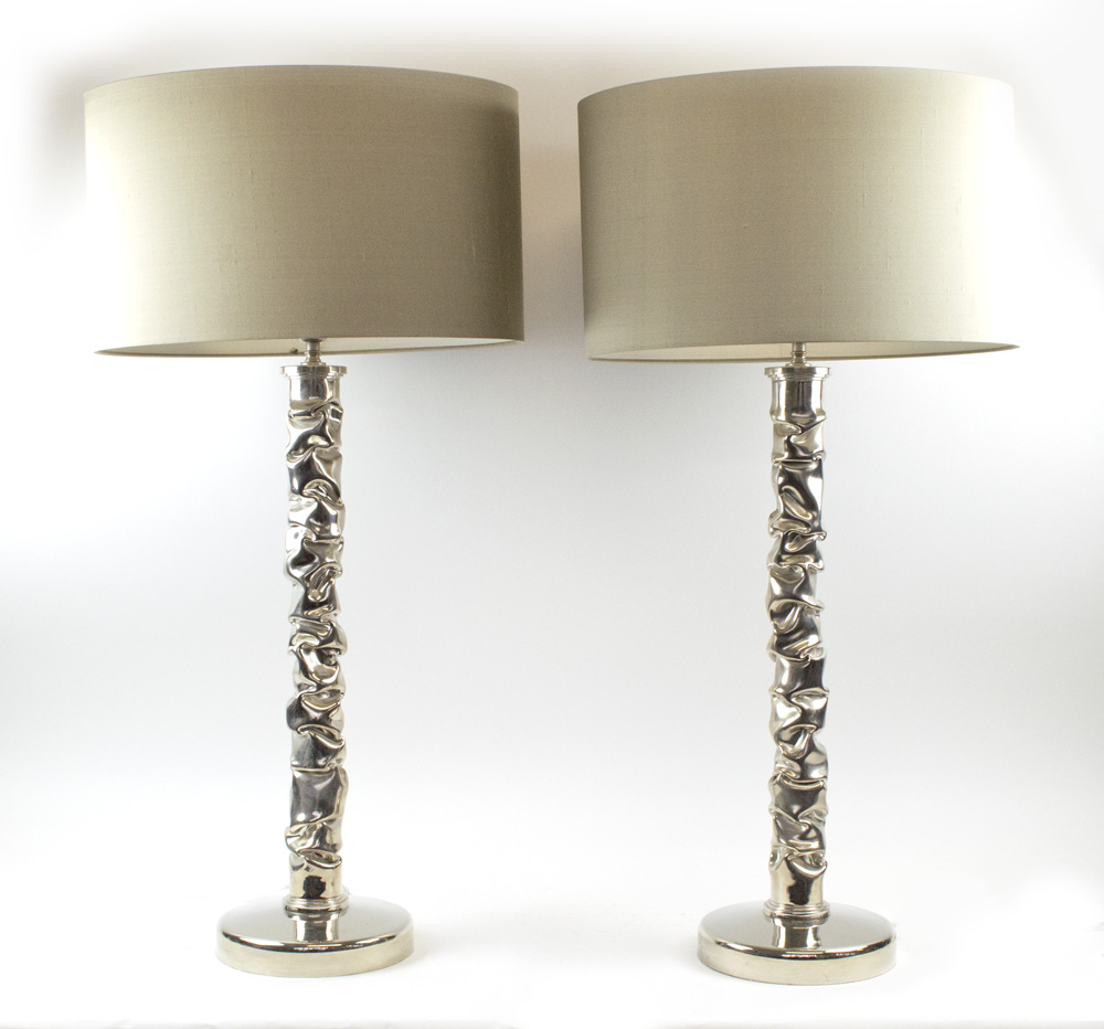 PORTA ROMANA CRUSHED COLUMN TABLE LAMPS, a pair,