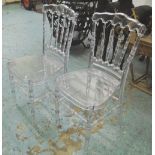 CHAIRS, a set of four, Victorian style, clear acrylic, 40cm W.