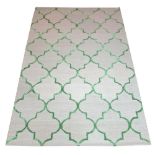 CONTEMPORARY CARPET, 244cm x 152cm, all over cartouche design in vibrant green and en gris.