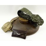 VINTAGE CROCODILE SKIN BELT, 126cm L, a Ralph Lauren crocodile sun glasses case, a snakeskin purse,