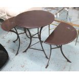 CONSERVATORY TABLE, metal, circular top on triform support, 60cm diam.