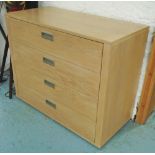 CHEST ON DRAWERS, with four drawers below, in satinwood finish, 100cm x 45cm x 83cm H.