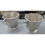 WINE COOLERS, a pair, in chromed metal, 24cm H.