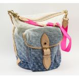 LOUIS VUITTON SUNBURST PM BAG, limited edition 2010 blue denim in ombre effect, gold tone hardware,