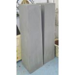 JARDINIERE STANDS, a pair, in metal grey painted finish, 30cm x 30cm x 151cm H.
