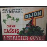 'L-HERITIER-GUYOT CASSIS', screenprint poster, framed, 89cm H x 119cm H.