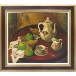 20TH CENTURY DUTCH SCHOOL, 'Still Life with Coffee Pot', circa 1950, 74cm x 62cm, framed.