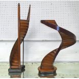 APPRENTICE PIECES, two, wooden staircases, largest 62cm H.