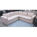 CORNER SOFA, in three sections with beige upholstery, 257cm x 259cm.