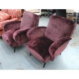 ARMCHAIRS, a pair, Kravet 'Alfana' in diva amethyst coloured upholstery, 80cm W.