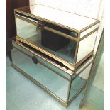 MIRRORED CHESTS, a graduated set of two, with painted edges, largest 100cm x 47cm x 48cm H.