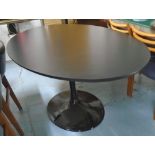 TULIP STYLE DINING CENTRE TABLE, black, oval, in the style of Eero Saarinen, 184cm L x 74cm H.