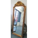 MIRROR, bevelled Louis XV style in an ornate gilded frame, 191cm x 76cm.