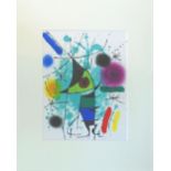 JOAN MIRO (Spanish), 'Dog on Lead', lithograph in colours, 31cm x 24cm, printed by Maeght, framed.