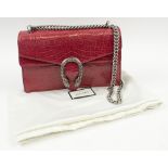 GUCCI DIONYSUS SHOULDER BAG, cherry/pink colour alligator with antiqued silver tone hardware,