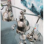 DESK LAMPS, a pair, anglepoise style, in chromed metal finish, 45cm H.