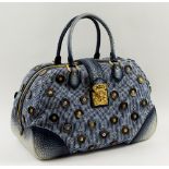 LOUIS VUITTON PANEMA BOWLY BAG, limited edition 2007, denim blue monogram with polka dots,