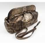 NANCY GONZALEZ LARGE PYTHON CLUTCH, bronze colour with detachable shoulder strap, suede lining,