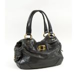 ALEXANDER MCQUEEN TOTE, black leather with buckle front closure and zip pocket at the top,