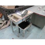 MIRRORED DRESSING TABLE, with drawer below on square supports,