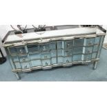 MIRRORED CHEST, of six drawers, on square supports, 147cm x 36cm x 73cm H.