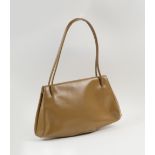 HELMUT LANG SHOULDER BAG, tan leather with double shoulder strap, silver tone hardware,