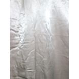 CURTAINS, a pair, lined and interlined, not gathered, in shimmering cream silk,