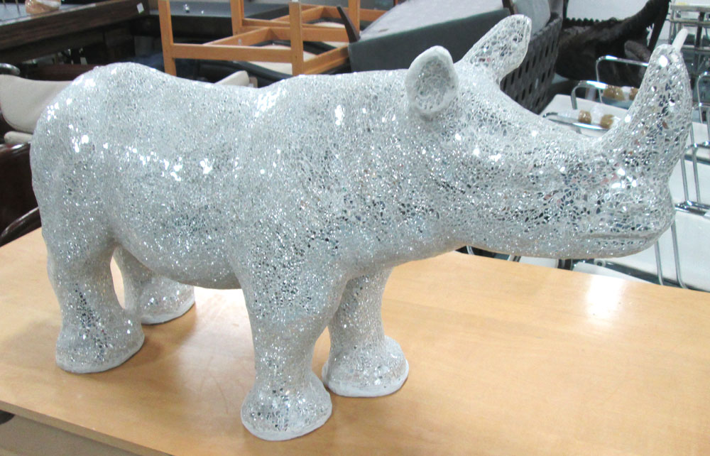 MODEL RHINOCEROS, in mosaic mirrored finish, 101cm L.