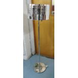 STANDARD LAMP, in chromed metal with mirrored shade, 139cm H, plus two of uplighters,