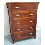 CHEST, hardwood of five drawers, 120cm H x 90cm W x 43cm D.