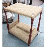 PET BED, bespoke, four poster, in beige geometric fabric, 77cm x 52cm x 85cm H.