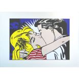 ROY LICHTENSTEIN (American, 1923-1997), 'Kiss II', circa 1962, 49.5cm x 58.5cm, framed.