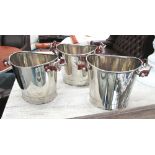 CHAMPAGNE ICE BUCKETS, a set of three,