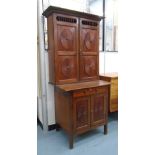 BOOKCASE, Indian style, hardwood, with motifs to top and drawer and cupboard below,