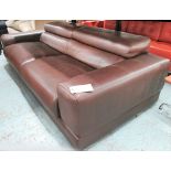 ROCHE BOBOIS SOFA, two seater, in brown leather, 234cm L.