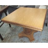 DINING TABLE, oak with pedestal base, 90cm x 90cm x 75cm H.